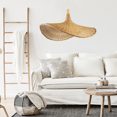 GLOBOSTAR® CUBA 01721 Boho Κρεμαστό Φωτιστικό Οροφής με Ντουί 1 x E27 AC 220-240V IP20 - Μπεζ - Μ63 x Π63 x Υ32cm