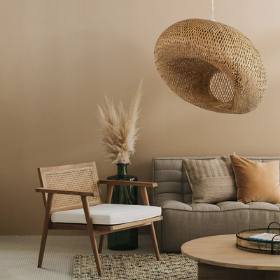 GLOBOSTAR® CARIBBEAN 01784 Μοντέρνο Κρεμαστό Φωτιστικό Οροφής με Ντουί 1 x E27 AC 220-240V IP20 - Μπεζ - Μ80 x Π80 x Υ35cm