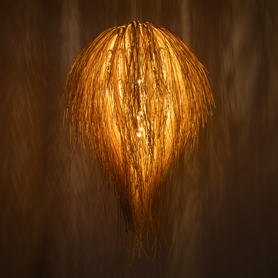 GLOBOSTAR® ARCHIPELAGO 01749 Boho Κρεμαστό Φωτιστικό Οροφής με Ντουί 1 x E27 AC 220-240V IP20 - Μπεζ - Μ40 x Π40 x Υ63cm