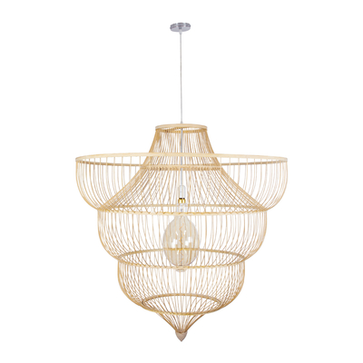 GLOBOSTAR® HIBISCUS 01781 Boho Κρεμαστό Φωτιστικό Οροφής με Ντουί 1 x E27 AC 220-240V IP20 - Μπεζ - Μ100 x Π100 x Υ100cm