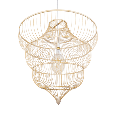 GLOBOSTAR® HIBISCUS 01781 Boho Κρεμαστό Φωτιστικό Οροφής με Ντουί 1 x E27 AC 220-240V IP20 - Μπεζ - Μ100 x Π100 x Υ100cm