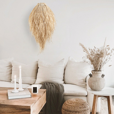 GLOBOSTAR® ARCHIPELAGO 01749 Boho Κρεμαστό Φωτιστικό Οροφής με Ντουί 1 x E27 AC 220-240V IP20 - Μπεζ - Μ40 x Π40 x Υ63cm