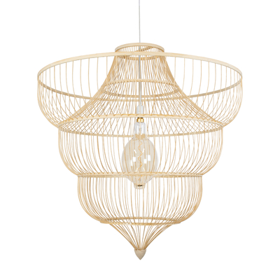 GLOBOSTAR® HIBISCUS 01781 Boho Κρεμαστό Φωτιστικό Οροφής με Ντουί 1 x E27 AC 220-240V IP20 - Μπεζ - Μ100 x Π100 x Υ100cm