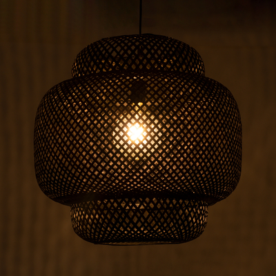 GLOBOSTAR® MALDIVES 00579 Boho Κρεμαστό Φωτιστικό Οροφής με Ντουί 1 x E27 AC 220-240V IP20 - Μαύρο - Μ56 x Π56 x Y54cm