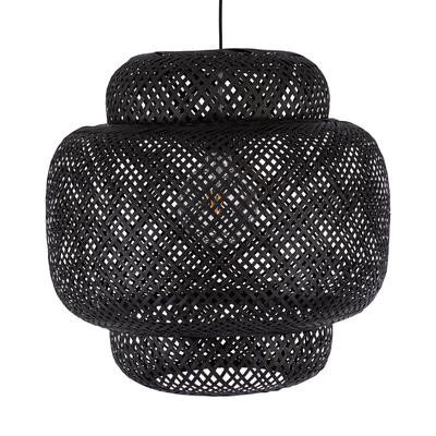 GLOBOSTAR® MALDIVES 00579 Boho Κρεμαστό Φωτιστικό Οροφής με Ντουί 1 x E27 AC 220-240V IP20 - Μαύρο - Μ56 x Π56 x Y54cm