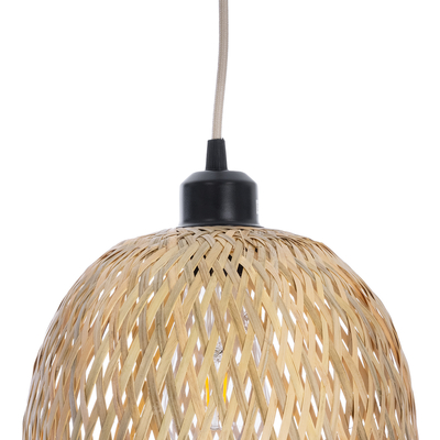 GLOBOSTAR® MANILA 01713 Boho Κρεμαστό Φωτιστικό Οροφής με Ντουί 1 x E27 AC 220-240V IP20 - Μπεζ - Μ25 x Π25 x Υ60cm