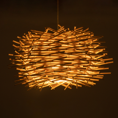 GLOBOSTAR® MINORCA 01729 Boho Κρεμαστό Φωτιστικό Οροφής με Ντουί 1 x E27 AC 220-240V IP20 - Μπεζ - Μ30 x Π30 x Υ18cm