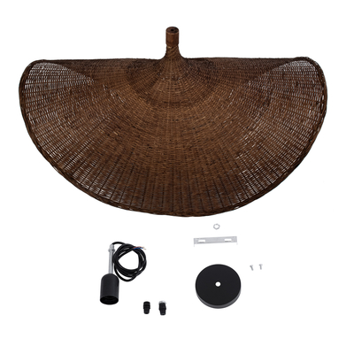 GLOBOSTAR® CUBA 01770 Boho Κρεμαστό Φωτιστικό Οροφής με Ντουί 1 x E27 AC 220-240V IP20 - Καφέ - Μ100 x Π100 x Y55cm