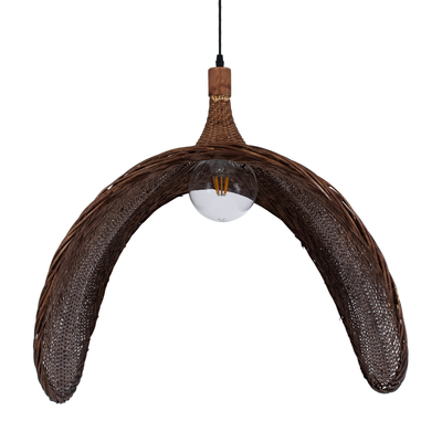 GLOBOSTAR® CUBA 01770 Boho Κρεμαστό Φωτιστικό Οροφής με Ντουί 1 x E27 AC 220-240V IP20 - Καφέ - Μ100 x Π100 x Y55cm