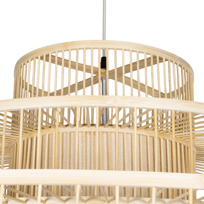 GLOBOSTAR® HIBISCUS 01780 Boho Κρεμαστό Φωτιστικό Οροφής με Ντουί 1 x E27 AC 220-240V IP20 - Μπεζ - Μ100 x Π100 x Y100cm