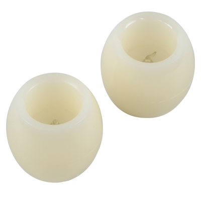 GloboStar® CANDLE 79549 ΣΕΤ 2 x Διακοσμητικά Realistic Κεράκια με LED Εφέ Κινούμενης Φλόγας - Μπαταρίας 2 x CR2032 Θερμό Λευκό 2700K Μπεζ D6 x H5cm