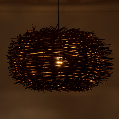 GLOBOSTAR® MINORCA 01734 Boho Κρεμαστό Φωτιστικό Οροφής με Ντουί 1 x E27 AC 220-240V IP20 - Καφέ - Μ60 x Π60 x Y35cm