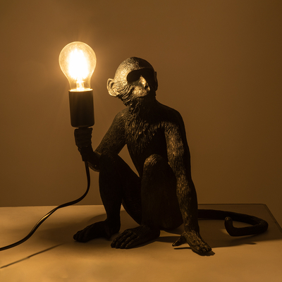 GLOBOSTAR® APES 01807 Μοντέρνο Επιτραπέζιο Φωτιστικό Πορτατίφ με Ντουί 1 x E27 AC 220-240V IP20 - Μαύρο - Μ30 x Π27 x Υ30cm