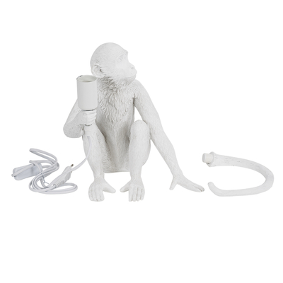 GloboStar® APES 01808 Μοντέρνο Επιτραπέζιο Φωτιστικό Πορτατίφ Μονόφωτο 1 x E27 IP20 Λευκό Πλαστικό - Μ30 x Π27 x Υ30cm