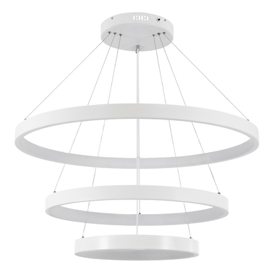 GLOBOSTAR® NEMESIS TRIO 61171 Μοντέρνο Κρεμαστό Φωτιστικό Οροφής LED 120W 14723lm 360° AC 220-240V IP20 Ρυθμιζόμενο Λευκό CCT με Χειριστήριο από 2700K έως 6000K Dimmable - Lumileds SMD Chip - Λευκό Ματ - Μ80 x Π80 x Υ80cm - 3 Χρόνια Εγγύηση