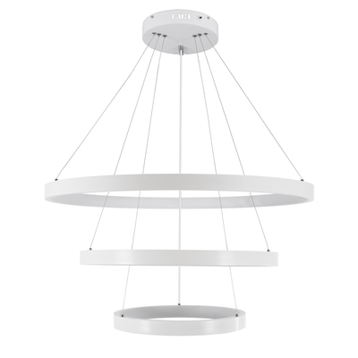 GLOBOSTAR® NEMESIS TRIO 61171 Μοντέρνο Κρεμαστό Φωτιστικό Οροφής LED 120W 14723lm 360° AC 220-240V IP20 Ρυθμιζόμενο Λευκό CCT με Χειριστήριο από 2700K έως 6000K Dimmable - Lumileds SMD Chip - Λευκό Ματ - Μ80 x Π80 x Υ80cm - 3 Χρόνια Εγγύηση