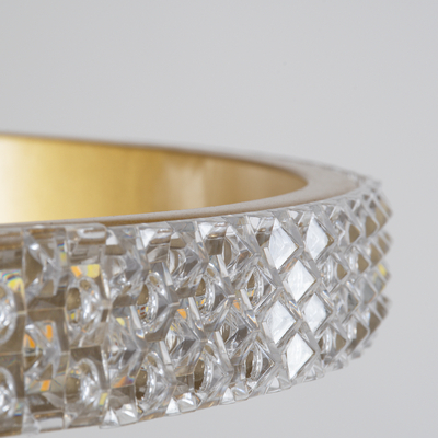 GLOBOSTAR® DIAMOND TRIO 61137-DECO Μοντέρνο Κρεμαστό Φωτιστικό Οροφής LED 100W 12123lm 360° AC 220-240V IP20 Ρυθμιζόμενο Λευκό CCT με Χειριστήριο από 2700K έως 6000K Dimmable - Lumileds SMD Chip - Χρυσό Βούρτσας - Μ60 x Π60 x Υ60cm - 3 Χρόνια Εγγύηση