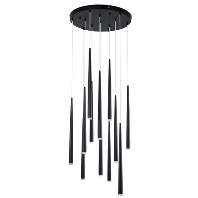 GLOBOSTAR® TEARS 61313 Μοντέρνο Κρεμαστό Φωτιστικό Οροφής LED 36W 3960lm 180° AC 220-240V IP20 Ρυθμιζόμενο Λευκό CCT με Χειριστήριο από 2700K έως 6000K Dimmable - Lumileds SMD Chip - Μαύρο - Μ60 x Π60 x Υ51.5cm - 3 Χρόνια Εγγύηση