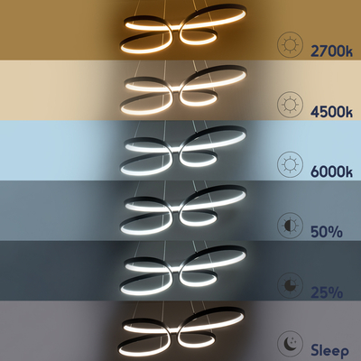 GLOBOSTAR® BUTTERFLY 61391 Μοντέρνο Κρεμαστό Φωτιστικό Οροφής LED 75W 8400lm 300° AC 220-240V IP20 Ρυθμιζόμενο Λευκό CCT με Χειριστήριο από 2700K έως 6000K Dimmable - Lumileds SMD Chip - Μαύρο Ματ - Μ70 x Π55 x Υ4cm - 3 Χρόνια Εγγύηση