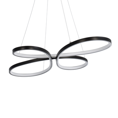 GLOBOSTAR® BUTTERFLY 61391 Μοντέρνο Κρεμαστό Φωτιστικό Οροφής LED 75W 8400lm 300° AC 220-240V IP20 Ρυθμιζόμενο Λευκό CCT με Χειριστήριο από 2700K έως 6000K Dimmable - Lumileds SMD Chip - Μαύρο Ματ - Μ70 x Π55 x Υ4cm - 3 Χρόνια Εγγύηση