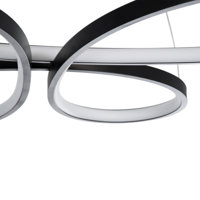 GLOBOSTAR® BUTTERFLY 61391 Μοντέρνο Κρεμαστό Φωτιστικό Οροφής LED 75W 8400lm 300° AC 220-240V IP20 Ρυθμιζόμενο Λευκό CCT με Χειριστήριο από 2700K έως 6000K Dimmable - Lumileds SMD Chip - Μαύρο Ματ - Μ70 x Π55 x Υ4cm - 3 Χρόνια Εγγύηση