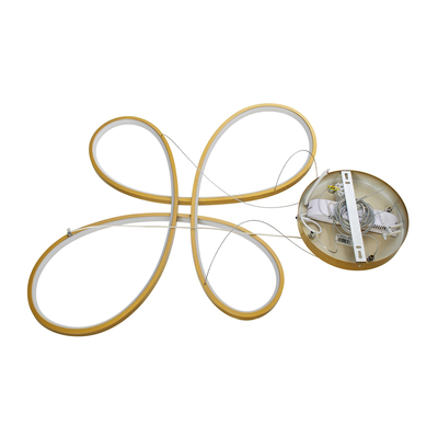 GLOBOSTAR® BUTTERFLY 61393 Μοντέρνο Κρεμαστό Φωτιστικό Οροφής LED 75W 8400lm 300° AC 220-240V IP20 Ρυθμιζόμενο Λευκό CCT με Χειριστήριο από 2700K έως 6000K Dimmable - Lumileds SMD Chip - Χρυσό Βούρτσας - Μ70 x Π55 x Υ4cm - 3 Χρόνια Εγγύηση