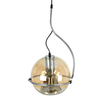 GLOBOSTAR® GLASSO 60927 Μοντέρνο Κρεμαστό Φωτιστικό Οροφής με Ντουί 1 x E27 AC 220-240V IP20 - Ασημί & Μελί - Μ27 x Π27 x Υ52cm