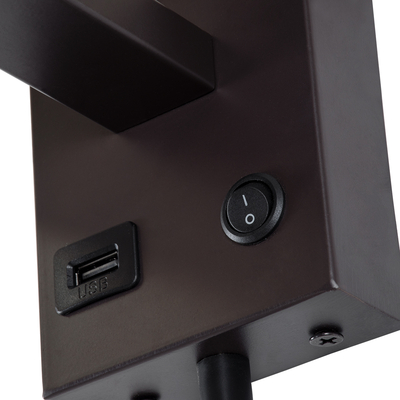 GLOBOSTAR® ROULETTE-S 61384 Μοντέρνο Φωτιστικό Τοίχου - Απλίκα Ξενοδοχείου Reading Light με Φορτιστή USB 3A & Ντουί 1 x E27 LED 3W 360lm 36° & 360° AC 220-240V IP20 Φυσικό Λευκό 4500K - Bridgelux COB Chip & TÜV SÜD Driver - Καφέ & Μπεζ - Μ17 x Π20 x Υ37cm - Σετ 2 Τεμαχίων - 3 Χρόνια Εγγύηση