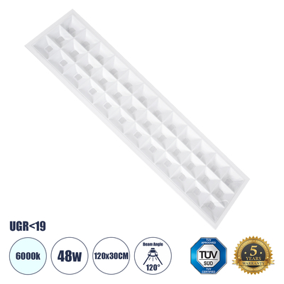 GLOBOSTAR® ZEUS 60971 Χωνευτό Panel Οροφής 120x30 με Anti Glare Reflector LED 48W 7440lm 120° CRI≥85Ra UGR