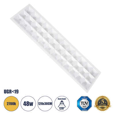 GLOBOSTAR® ZEUS 60973 Χωνευτό Panel Οροφής 120x30 με Anti Glare Reflector LED 48W 6960lm 120° CRI≥85Ra UGR