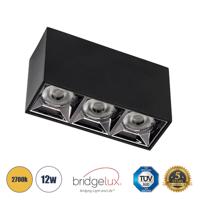 GLOBOSTAR® LUMINAR 60325 Downlight Σποτ LED 12W 1620lm 36° AC 220-240V IP20 Θερμό Λευκό 2700K - Osram SMD Chip & TÜV SÜD Driver - Μαύρο Ματ - Μ11.8 x Π4.2 x Υ6.6cm - 5 Χρόνια Εγγύηση