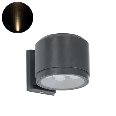 GLOBOSTAR® WALLLIGHT-GONA 90483 Μοντέρνο Φωτιστικό Τοίχου - Απλίκα LED 24W 2160lm 5° DC 24V Αδιάβροχο IP67 Θερμό Λευκό 2700K - CREE COB Chip & TÜV SÜD Driver - Γκρι Ανθρακί Ματ - Μ13 x Π16.5 x Υ5cm - 3 Χρόνια Εγγύηση