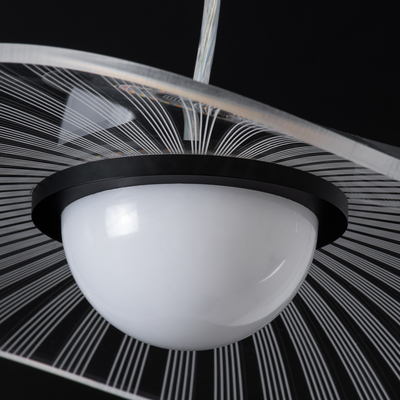 GLOBOSTAR® ACRYLICA 60974 Μοντέρνο Κρεμαστό Φωτιστικό Οροφής LED 20W 2240lm 360° AC 220-240V IP20 Ρυθμιζόμενο Λευκό CCT με On/Off 2700K/4500K/6000K - Lumileds SMD Chip - Διάφανο & Μαύρο Ματ - Μ40 x Π40 x Υ6.5cm - 3 Χρόνια Εγγύηση