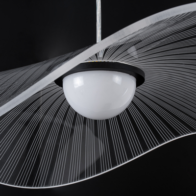 GLOBOSTAR® ACRYLICA 60975 Μοντέρνο Κρεμαστό Φωτιστικό Οροφής LED 20W 2240lm 360° AC 220-240V IP20 Ρυθμιζόμενο Λευκό CCT με On/Off 2700K/4500K/6000K - Lumileds SMD Chip - Διάφανο & Μαύρο Ματ - Μ60 x Π60 x Υ15cm - 3 Χρόνια Εγγύηση