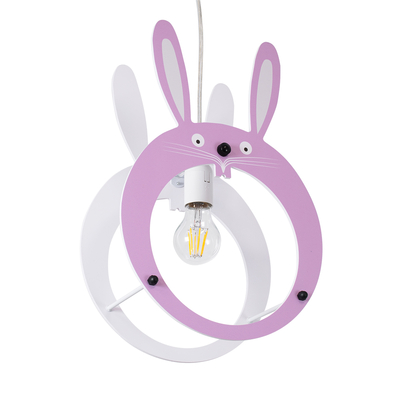 GLOBOSTAR® BUNNY 61577 Παιδικό Κρεμαστό Φωτιστικό Οροφής με Ντουί 1 x E27 AC 220-240V IP20 - Ροζ & Λευκό - Μ27.2 x Π15.5 x Υ40cm