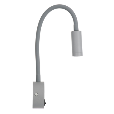 GLOBOSTAR® GOOSE 60877 Μοντέρνο Φωτιστικό Τοίχου - Απλίκα Ξενοδοχείου Reading Light LED 3W 300lm 36° AC 220-240V IP20 Φυσικό Λευκό 4500K - CREE XPE Chip & TÜV SÜD Driver - Γκρι Ανθρακί Ματ - Μ6.5 x Π15 x Υ24.5cm - 3 Χρόνια Εγγύηση