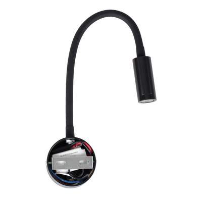 GLOBOSTAR® GOOSE 60878 Μοντέρνο Φωτιστικό Τοίχου - Απλίκα Ξενοδοχείου Reading Light LED 3W 300lm 36° AC 220-240V IP20 Φυσικό Λευκό 4500K - CREE XPE Chip & TÜV SÜD Driver - Μαύρο Ματ - Μ6.5 x Π15 x Υ24.5cm - 3 Χρόνια Εγγύηση