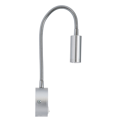 GLOBOSTAR® GOOSE 60879 Μοντέρνο Φωτιστικό Τοίχου - Απλίκα Ξενοδοχείου Reading Light LED 3W 300lm 36° AC 220-240V IP20 Φυσικό Λευκό 4500K - CREE XPE Chip & TÜV SÜD Driver - Νίκελ Βούρτσας - Μ6.5 x Π15 x Υ24.5cm - 3 Χρόνια Εγγύηση