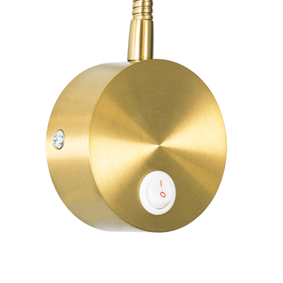 GLOBOSTAR® GOOSE 60880 Μοντέρνο Φωτιστικό Τοίχου - Απλίκα Ξενοδοχείου Reading Light LED 3W 300lm 36° AC 220-240V IP20 Φυσικό Λευκό 4500K - CREE XPE Chip & TÜV SÜD Driver - Χρυσό Πλατίνα - Μ6.5 x Π15 x Υ24.5cm - 3 Χρόνια Εγγύηση