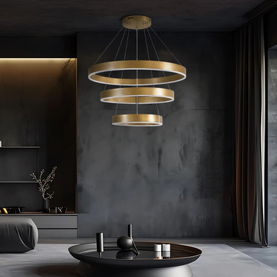 kelvo® VENOM 61190 Μοντέρνο Κρεμαστό Φωτιστικό Οροφής LED 120W 14158lm 120° AC 220-240V IP20 Ρυθμιζόμενο Λευκό CCT με Χειριστήριο από 2700K έως 6000K Dimmable - Lumileds SMD Chip - Χρυσό Βούρτσας - Μ80 x Π80 x Υ60cm - 3 Χρόνια Εγγύηση