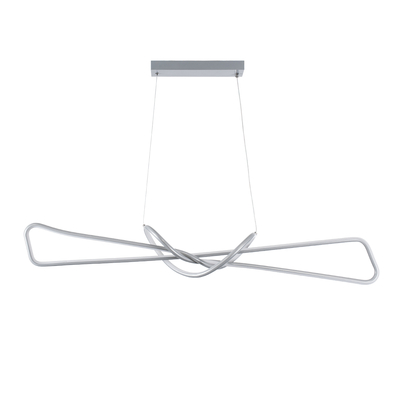 GLOBOSTAR® DOLORES 61281 Μοντέρνο Κρεμαστό Φωτιστικό Οροφής LED 105W 11760lm 300° AC 220-240V IP20 Ρυθμιζόμενο Λευκό CCT με Χειριστήριο από 2700K έως 6000K Dimmable - Lumileds SMD Chip - Νίκελ Βούρτσας - Μ110 x Π17 x Υ17.5cm - 3 Χρόνια Εγγύηση