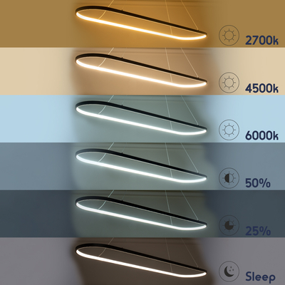 GLOBOSTAR® BOLIVAR 61274 Μοντέρνο Κρεμαστό Φωτιστικό Οροφής LED 54W 6210lm 360° AC 220-240V IP20 Ρυθμιζόμενο Λευκό CCT με Χειριστήριο από 2700K έως 6000K Dimmable - Lumileds SMD Chip - Χρυσό Βούρτσας - Μ120 x Π30 x Υ2cm - 3 Χρόνια Εγγύηση