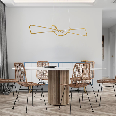 GLOBOSTAR® DOLORES 61282 Μοντέρνο Κρεμαστό Φωτιστικό Οροφής LED 105W 11760lm 300° AC 220-240V IP20 Ρυθμιζόμενο Λευκό CCT με Χειριστήριο από 2700K έως 6000K Dimmable - Lumileds SMD Chip - Χρυσό Βούρτσας - Μ110 x Π17 x Υ17.5cm - 3 Χρόνια Εγγύηση