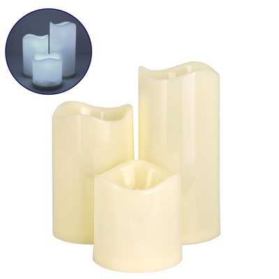 GloboStar® S-79551 ΣΕΤ 3 Διακοσμητικών Realistic Κεριών με LED - Μπαταρίας Ψυχρό Λευκό 6000K