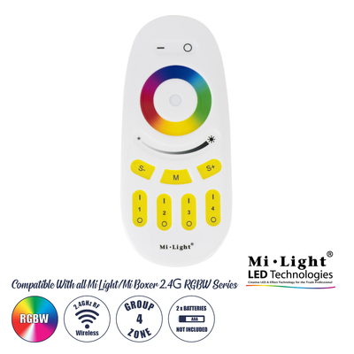 GloboStar® 71409 FUT096 Mi-Light Ασύρματο Χειριστήριο Αφής RF 2.4Ghz 4 Group για όλα τα RGBW Mi-BOXER Controller DC 3V 2 x AAA - IP20 Λευκό Μ12 x Π5.4 x Υ2cm - 5 Years Warranty