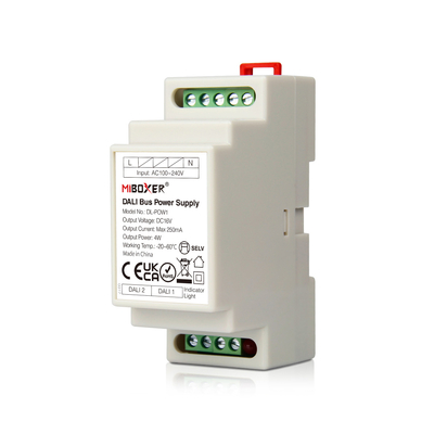 GLOBOSTAR® MiBOXER-DL-POW1 71420 DC DALI BUS Τροφοδοτικό/Μετασχηματιστής SELV Ράγας με 2 x 125mA 2W Κανάλια AC 220-240V σε DC 16V 250mA 4W Max IP20 - DALI BUS - Μ9 x Π3.4 x Υ6cm - 5 Χρόνια Εγγύηση