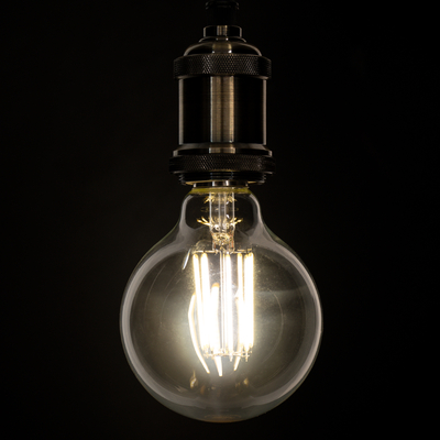 GLOBOSTAR® BUBBLE 99054 Λάμπα E27 G95 LED 12W 1320lm 360° AC 220-240V IP20 Φυσικό Λευκό 4500K Dimmable - Long Filament Chip - Διάφανο - Μ9.5 x Π9.5 x Υ13.5cm - 3 Χρόνια Εγγύηση