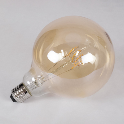 GLOBOSTAR® BUBBLE 99081 Λάμπα E27 G125 LED 4W 280lm 360° AC 220-240V IP20 Ultra Θερμό Λευκό 2200K Dimmable - Ultra Thin Soft T Spiral Filament Chip - Μελί - Μ12.5 x Π12.5 x Υ18cm - 3 Χρόνια Εγγύηση