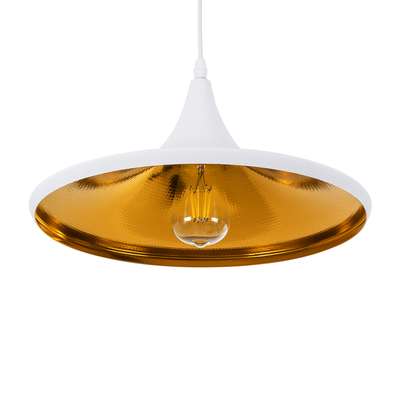 GLOBOSTAR® SHANGHAI 01026-B Μοντέρνο Κρεμαστό Φωτιστικό Οροφής με Ντουί 1 x E27 AC 220-240V IP20 - Λευκό & Χρυσό - Μ37 x Π37 x Υ17cm