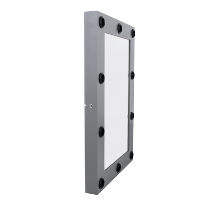 GloboStar® MAKEUP MIRROR-60x90-6 Μοντέρνος Καθρέπτης Μακιγιάζ με Πλαίσιο Φυσικού Ξύλου με Διακόπτη On/Off 10 x E27 AC220-240V - Μ60 x Π7 x Υ90cm - Γκρι Ανθρακί